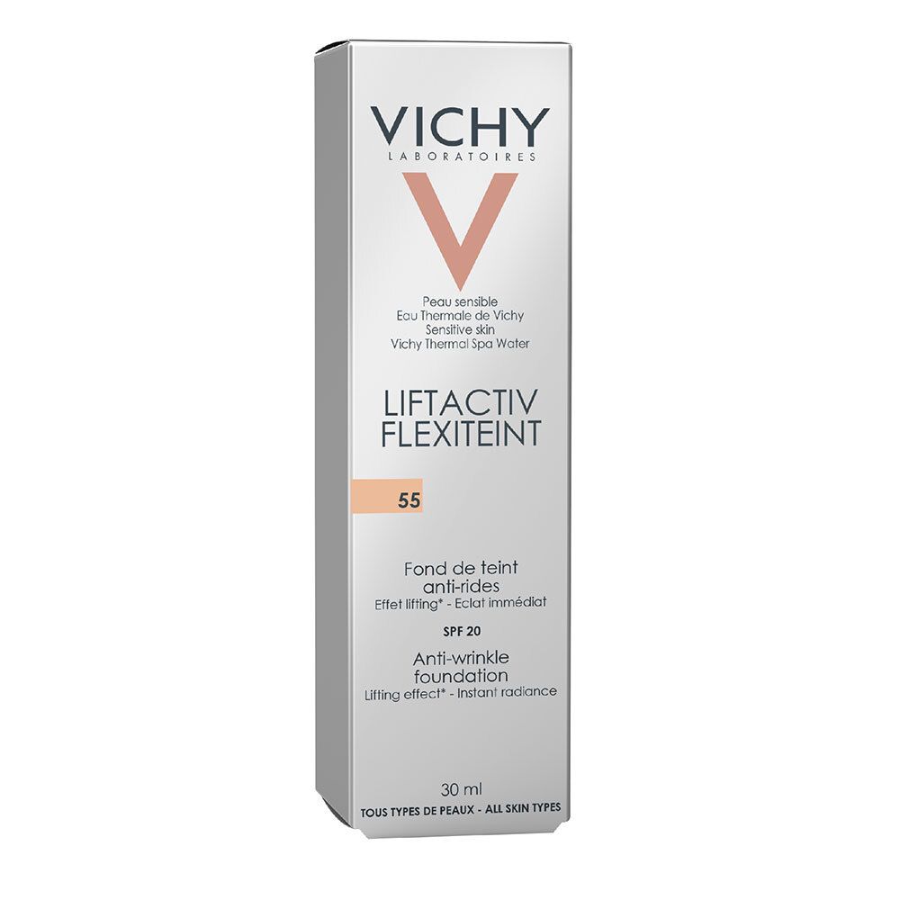 Confezione fondotinta Vichy Liftactiv Flexiteint. Tonalità 55. Con SPF 20. Anti-rughe.