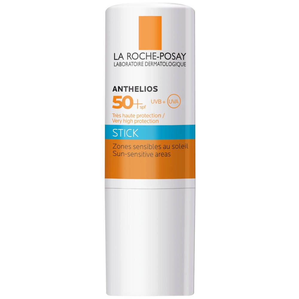 La Roche-Posay Anthelios XL LSF 50+ Stick. Witte stick met oranje tekst. Voor zongevoelige zones.