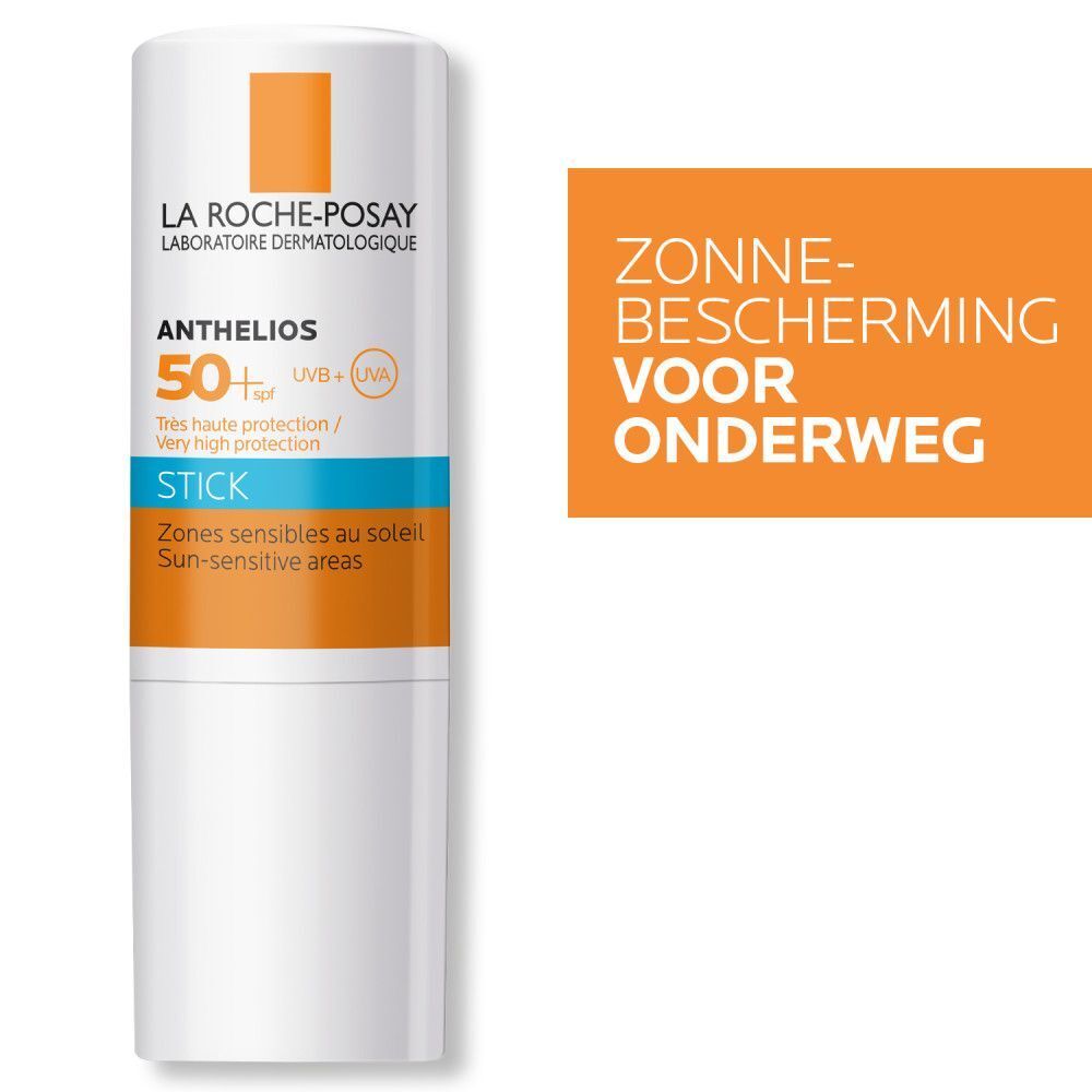 La Roche-Posay Anthelios XL LSF 50+ Stick. Witte stick met tekst. Zonnebrandcrème voor onderweg.