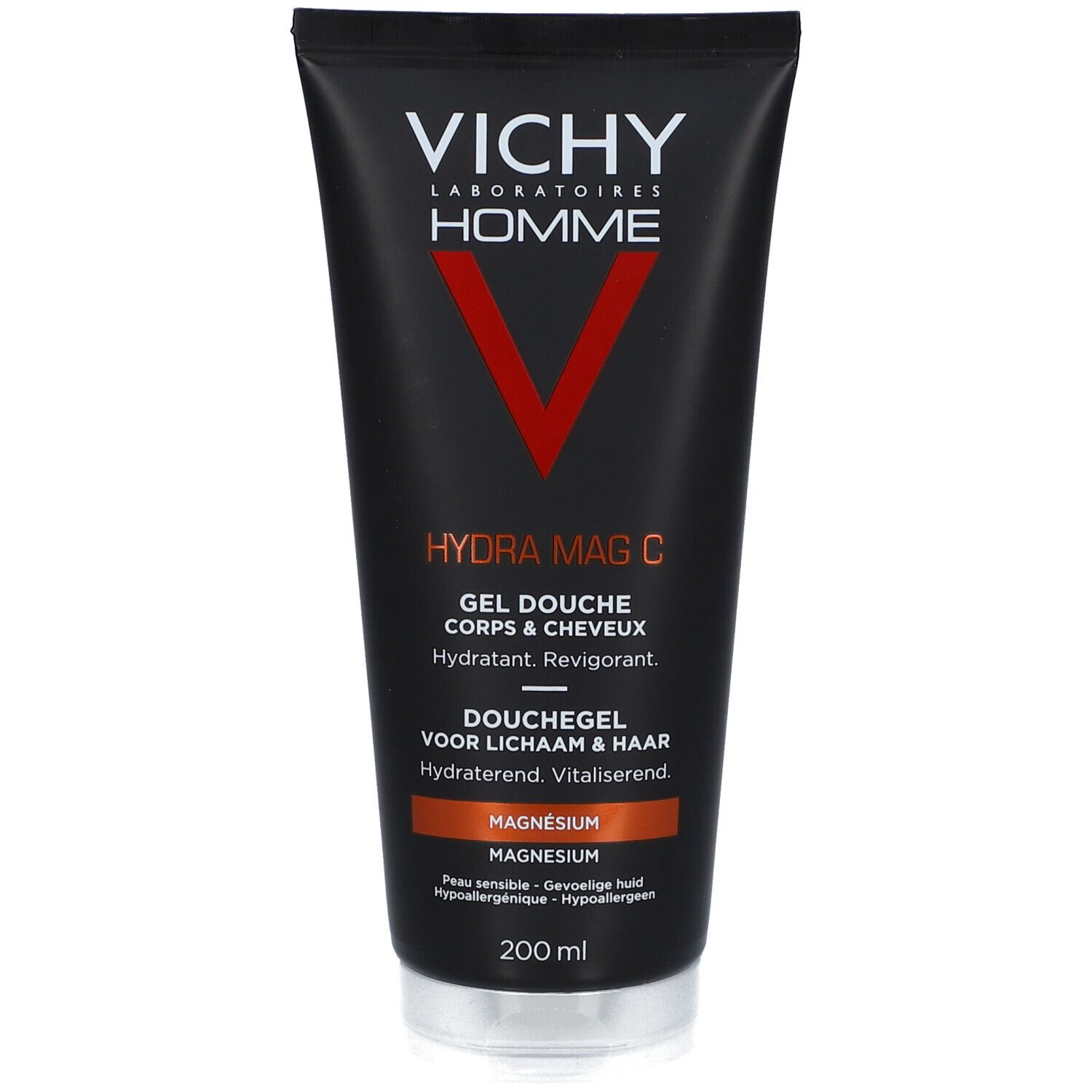 Gel douche VICHY HOMME Hydra Mag C. Texte : Douchegel voor lichaam & haar. Magnésium. 200 ml.