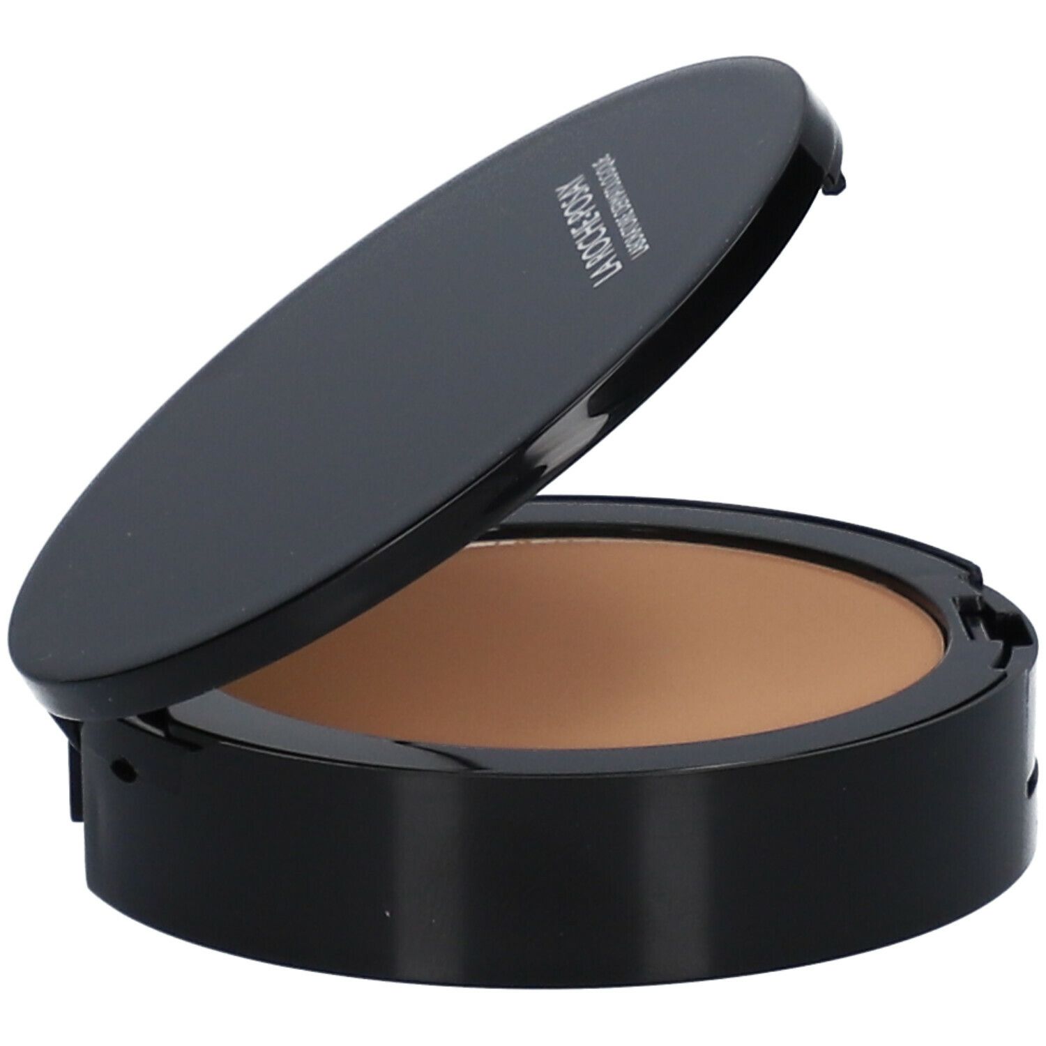 Poudre compacte de maquillage avec couvercle ouvert. La Roche-Posay est écrit sur le couvercle.