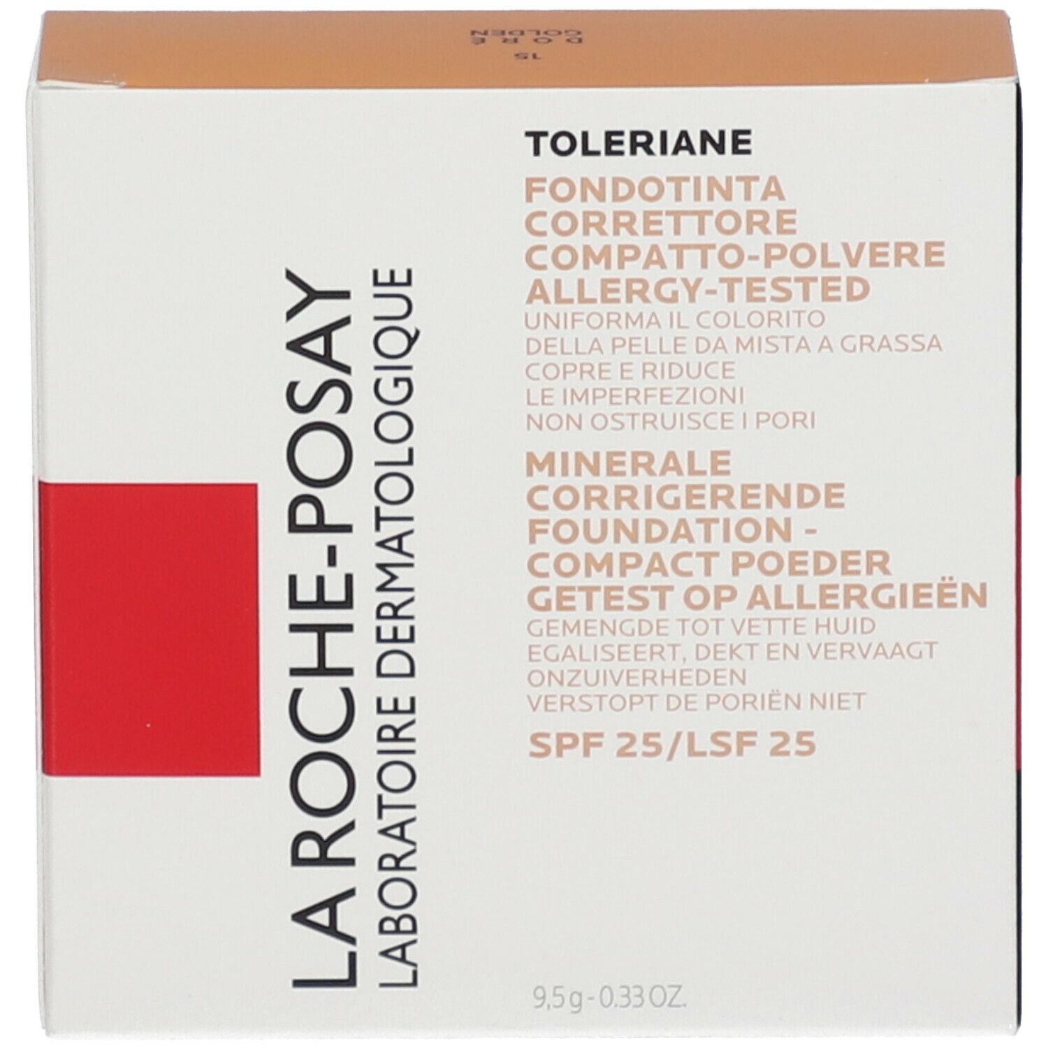 Emballage avec informations sur le produit. Toleriane et La Roche-Posay sont écrits sur l'emballage.