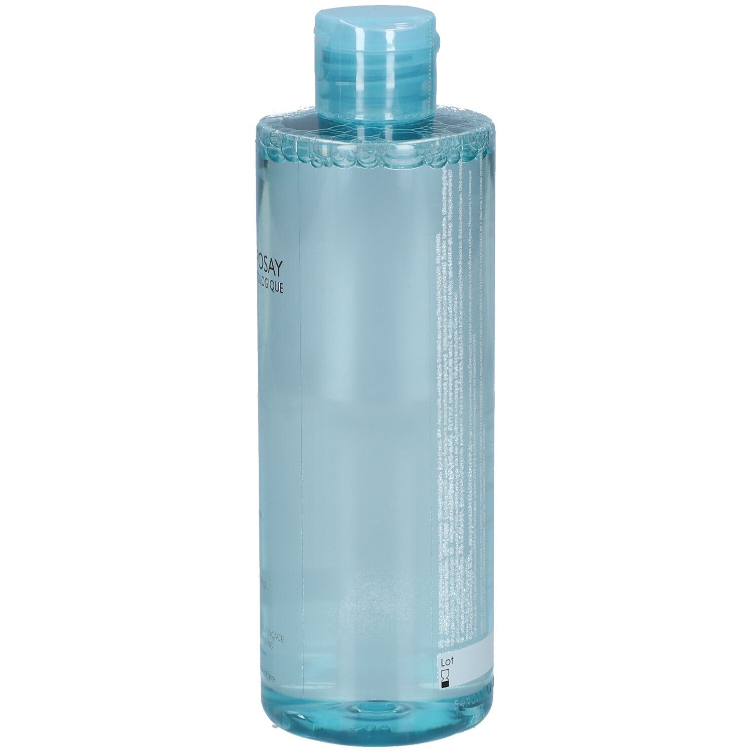 Achterkant van de fles Effaclar Micellair Water Ultra. Tekst en barcode.