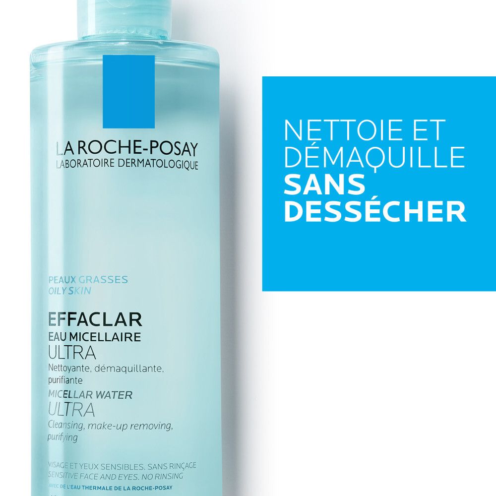 Texte avec propriétés et ingrédients de Effaclar Eau Micellaire Ultra.