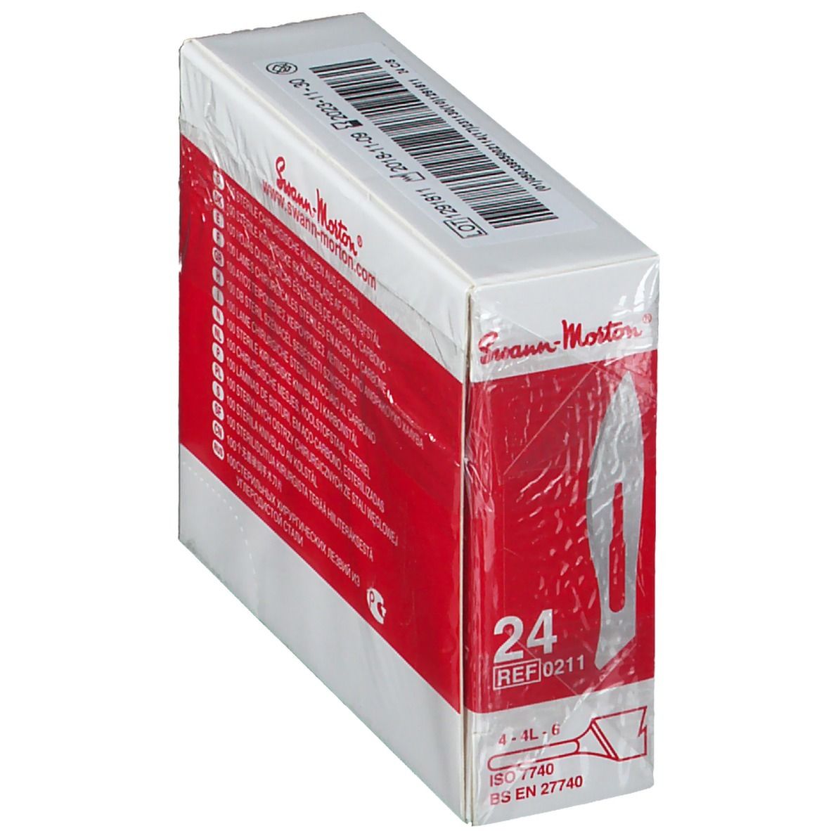 Boîte de 24 lames chirurgicales stériles Swann-Morton. ISO 7740, EN 27740.