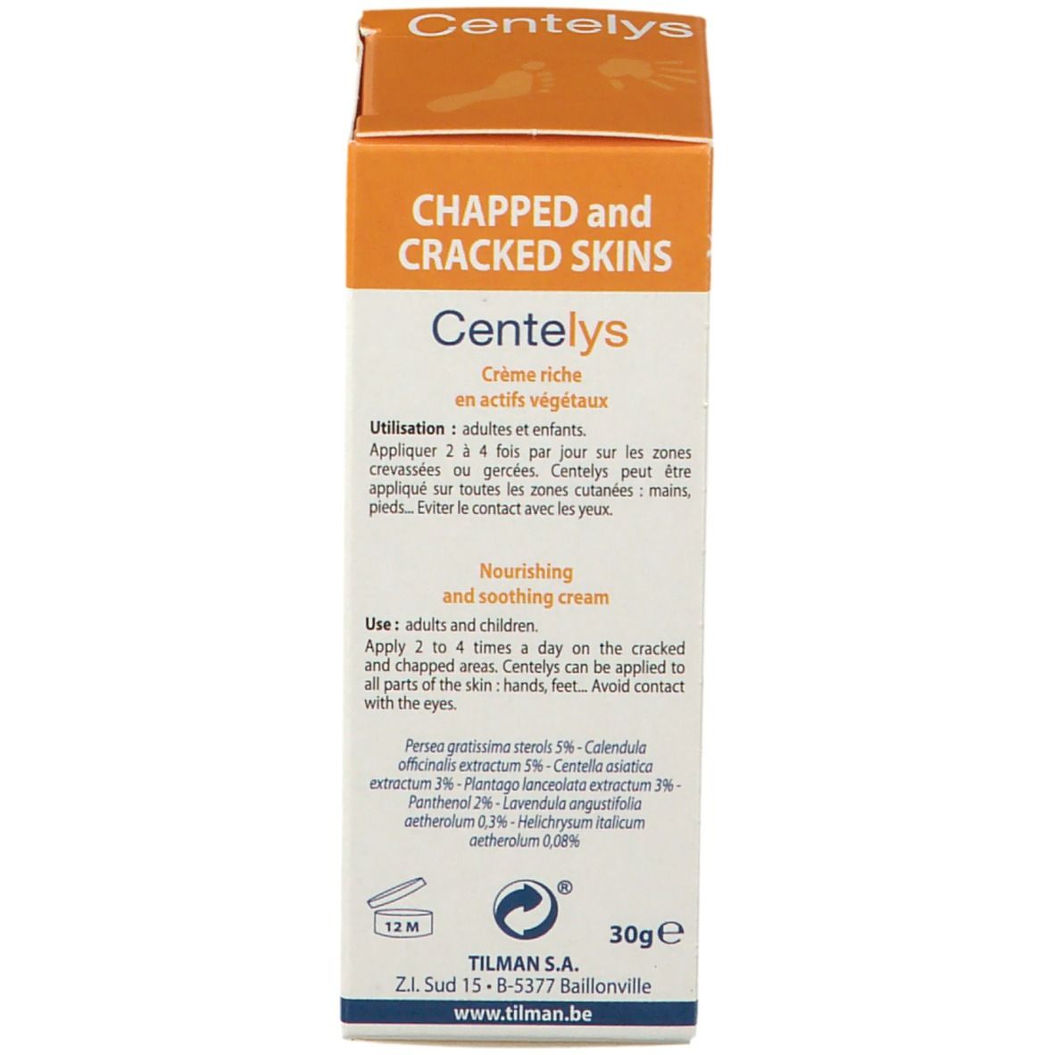 Emballage du produit avec texte. Emballage orange. Fond blanc.