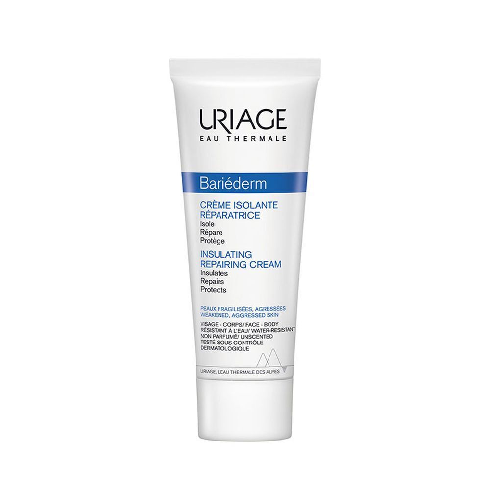 Witte tube Uriage Bariéderm met blauwe tekst. Productnaam en merk zichtbaar.
