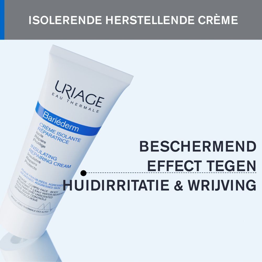 Huid met crème. Tekst: Beschermend effect tegen huidirritatie & wrijving.