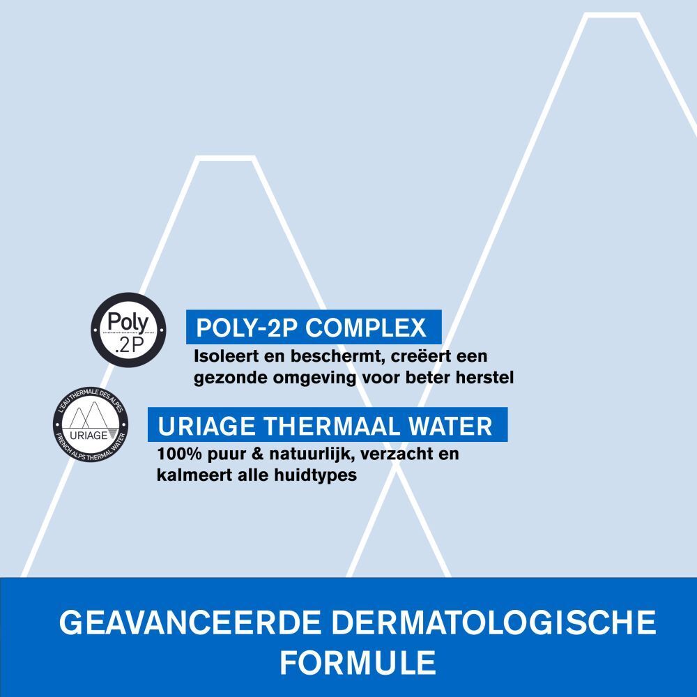 Grafiek met tekst: Poly-2P Complex, Uriage Thermaal Water.