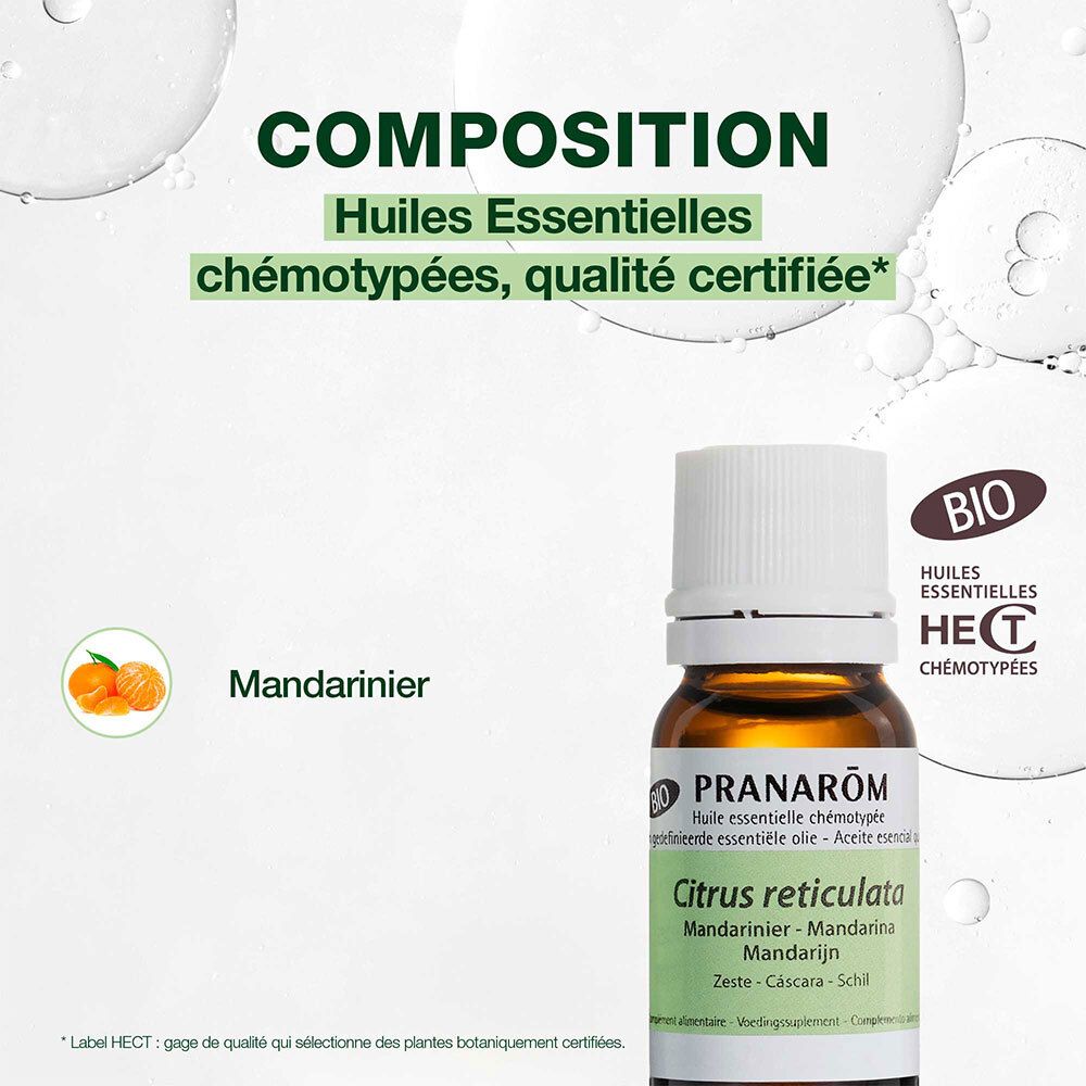 Produktflasche mit Text: Mandariner, BIO, HECT. Zertifizierte Qualität.