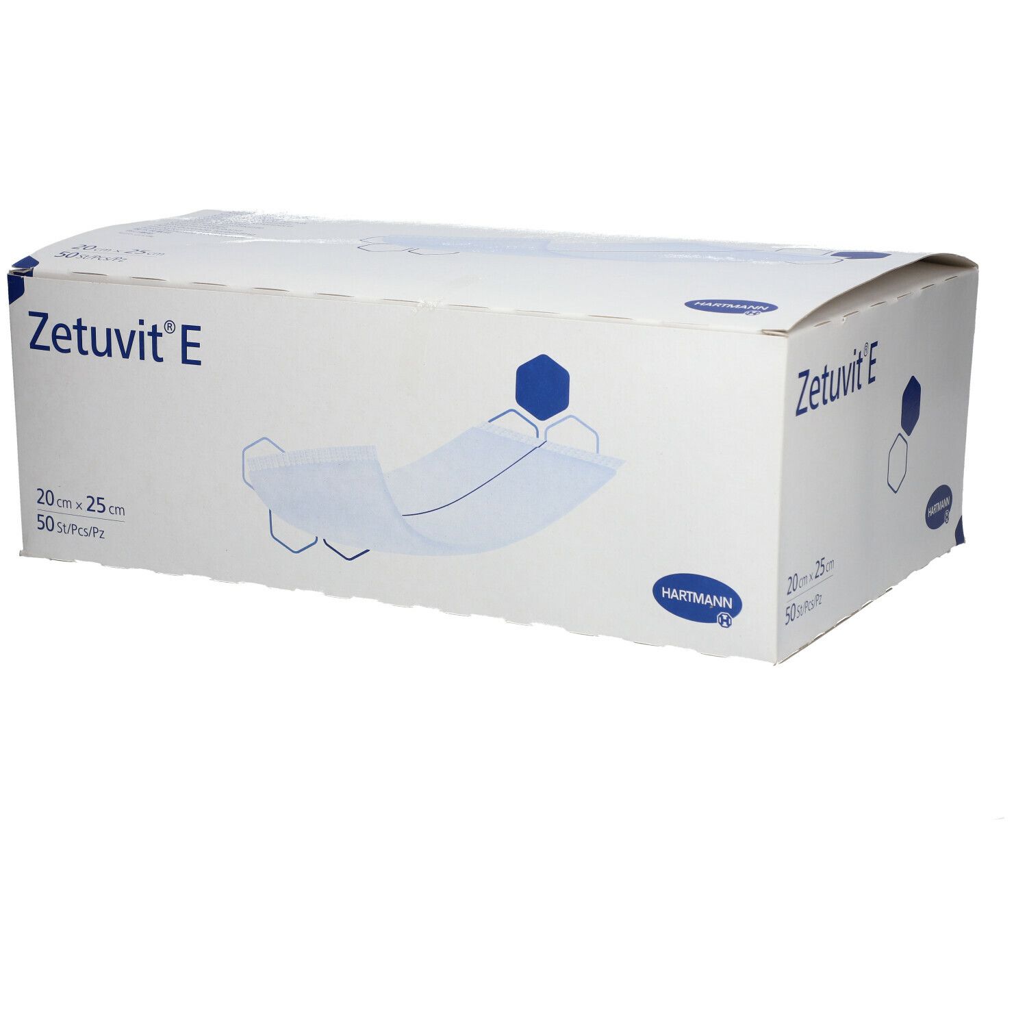 Boîte de Zetuvit E, 20 x 25 cm, 50 pièces. Marque HARTMANN.