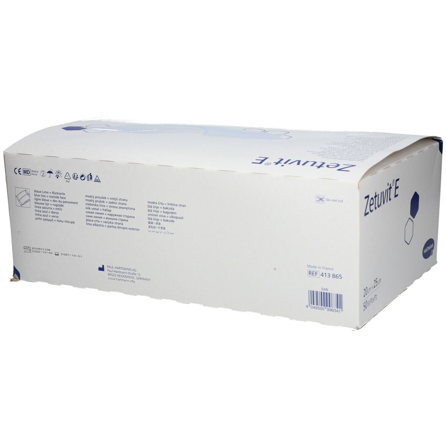 Dos de la boîte Zetuvit E. Informations et code-barres.