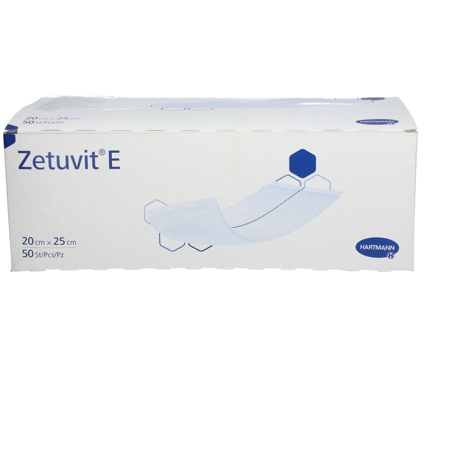 Boîte Zetuvit E, 20 x 25 cm, 50 pièces. Marque HARTMANN.