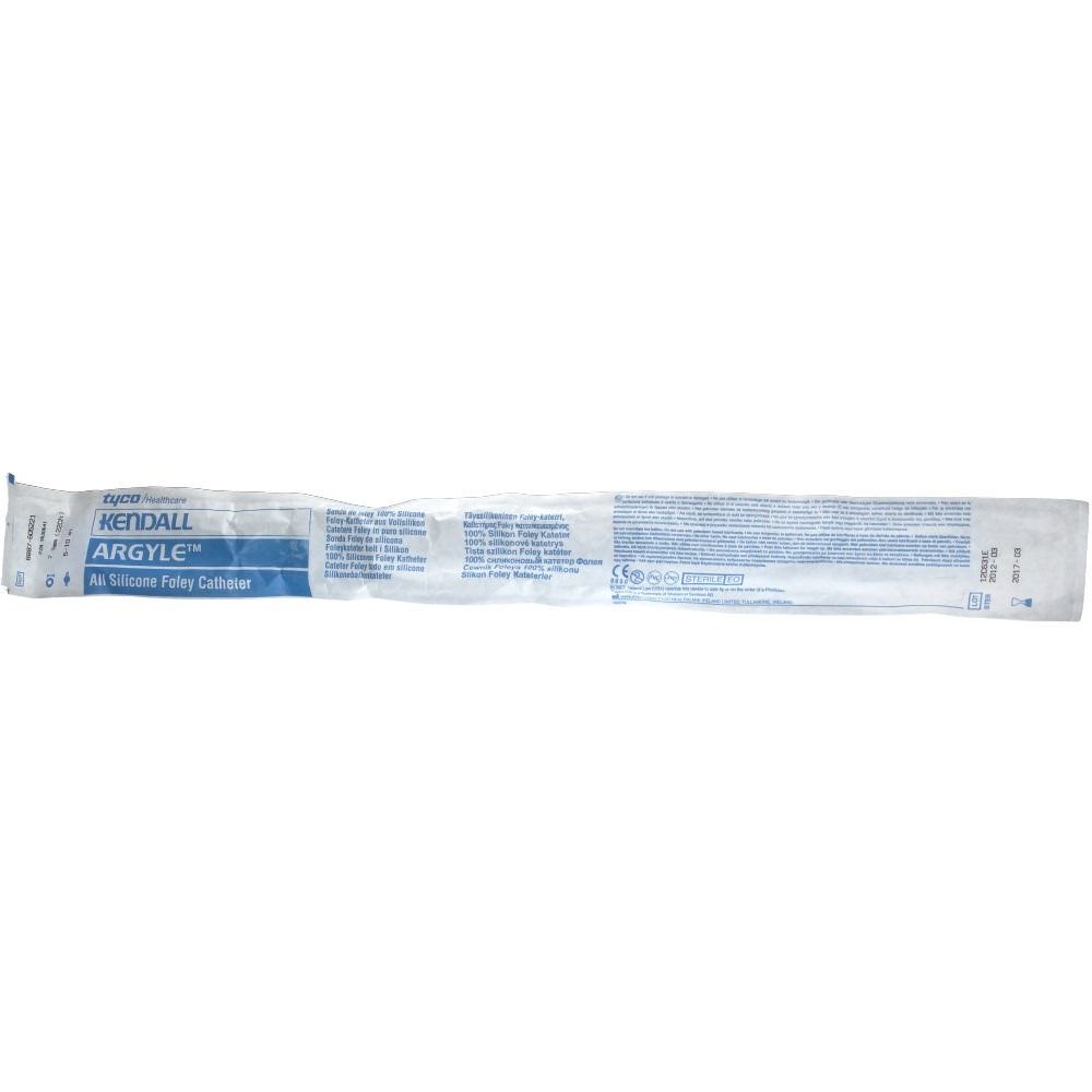 Emballage avec informations produit. Inscription: Kendall Argyle Silikon Foley Katheter.