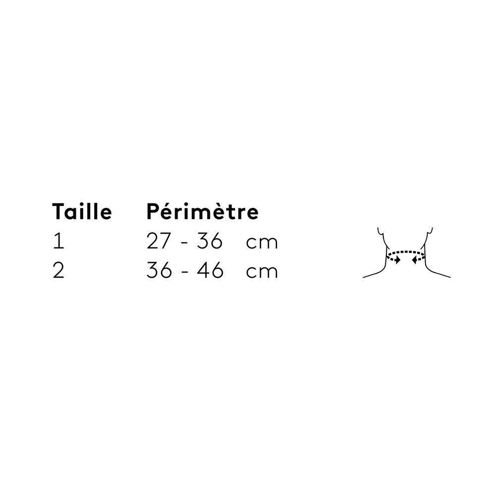 Homme portant une orthèse cervicale Push Care blanche. Rembourrée, autour du cou.