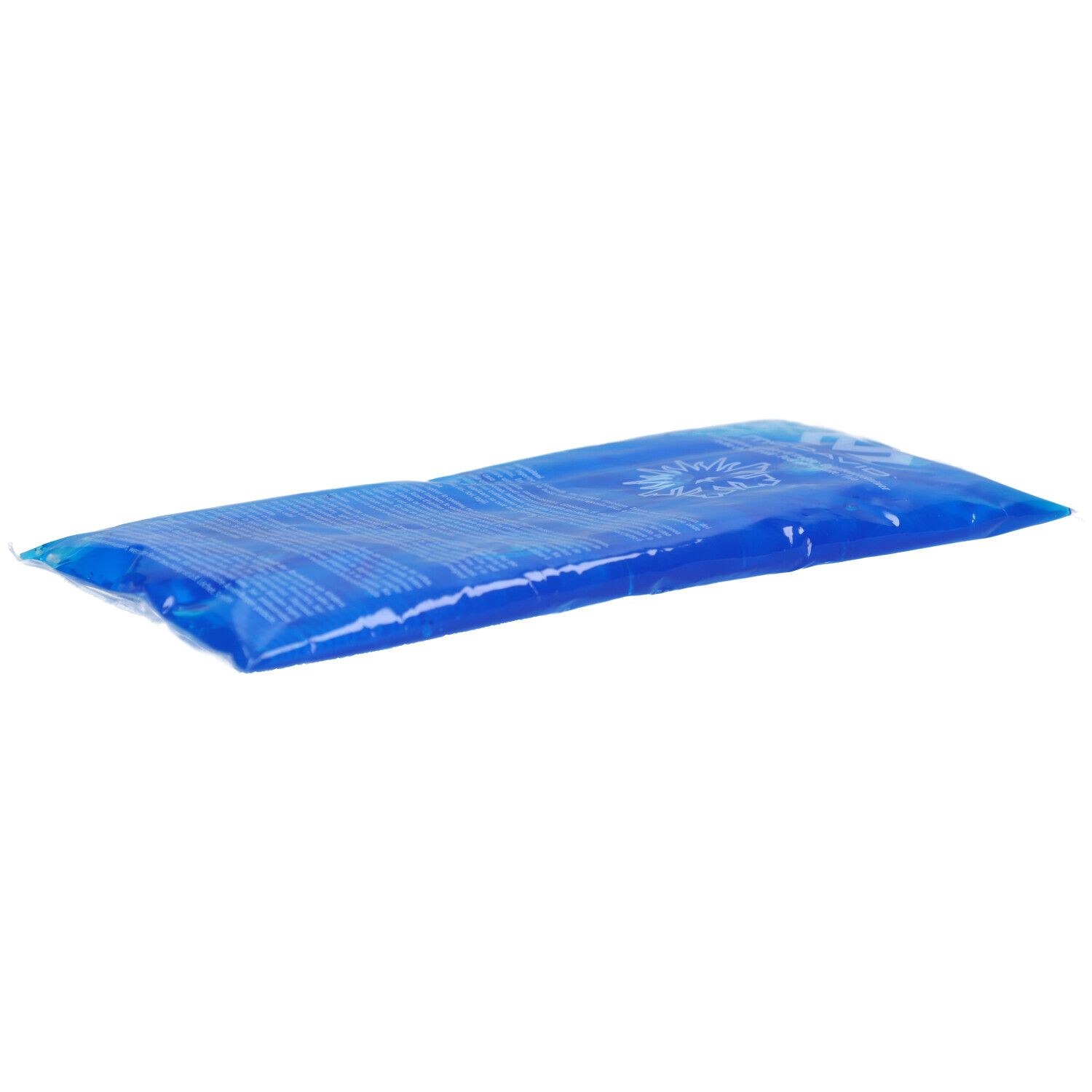 McDavid warm/koud kompres in verpakking. Blauwe gel. OSFM maat. Tekst: LOREMI, REUSABLE HOT/COLD PACK.