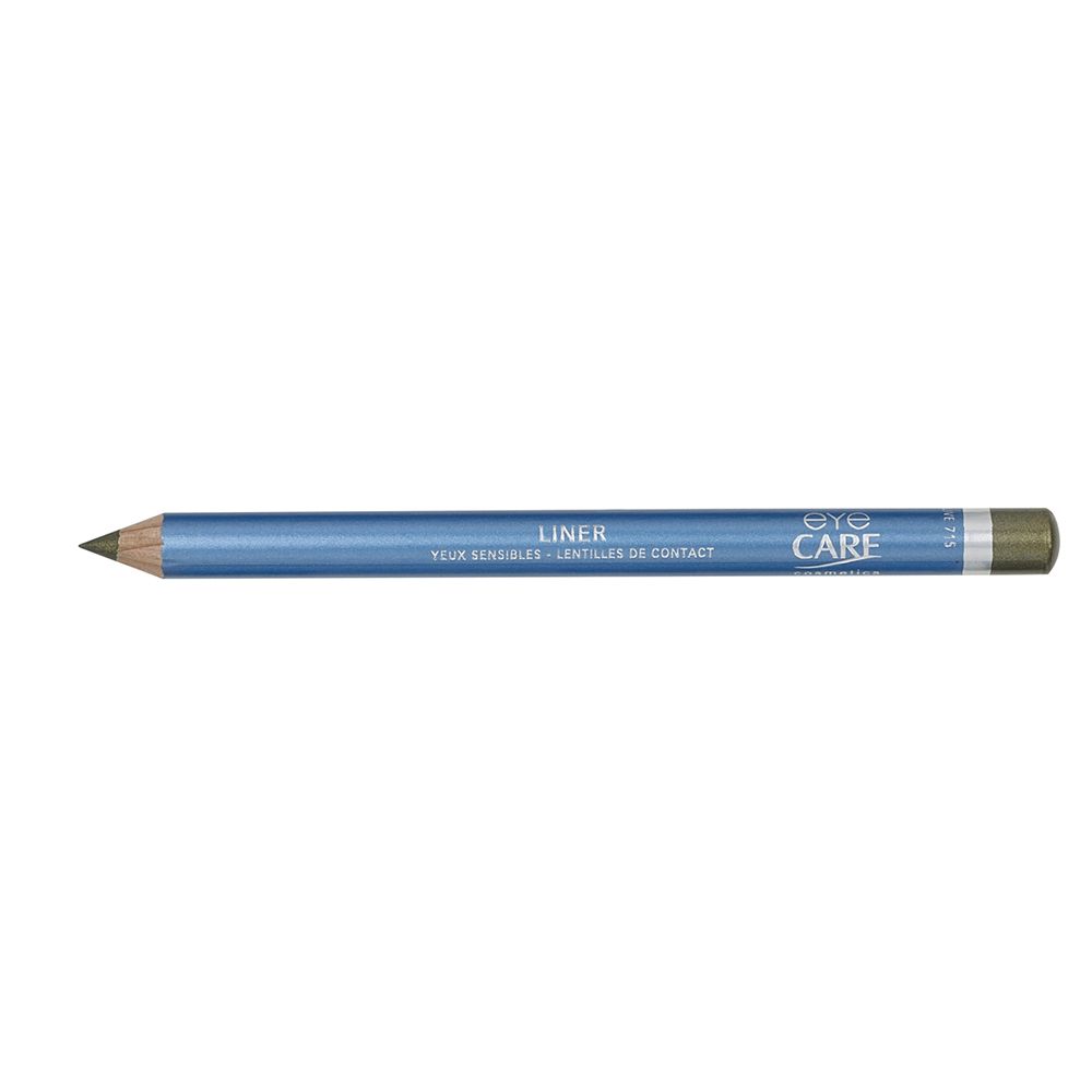 Crayon bleu avec pointe. Inscription: LINER, EYE CARE. Pour yeux sensibles et porteurs de lentilles.