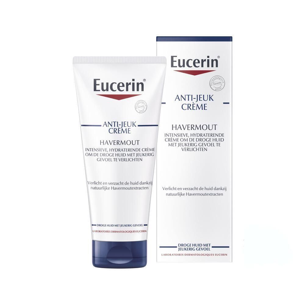 Eucerin Anti-Jeuk Crème, tube en verpakking. Voor droge huid met jeuk. Met havermout.
