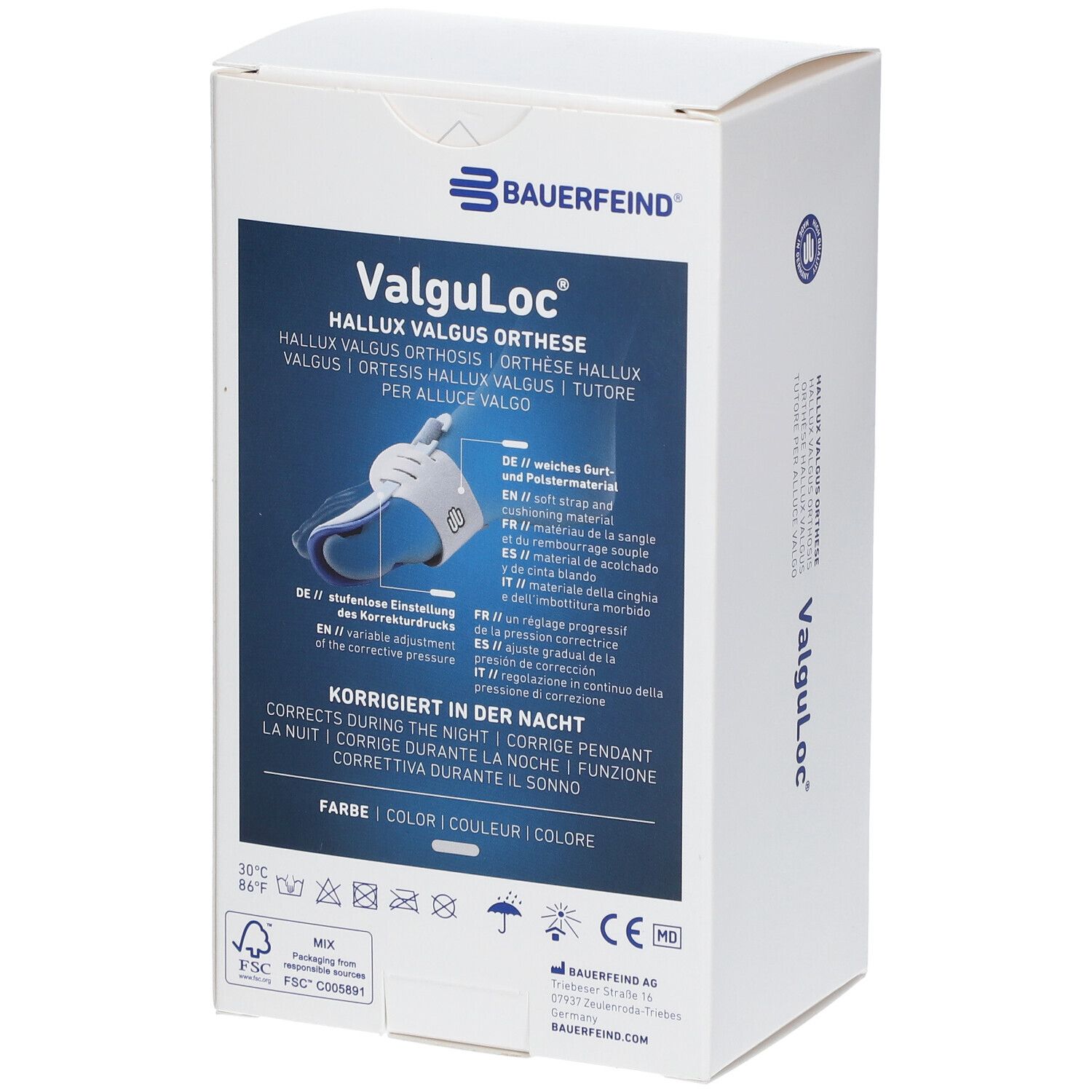 Boîte Bauerfeind ValguLoc Orthèse Hallux Valgus Droit Taille 2. Informations sur le produit. Inscription: Corrige pendant la nuit.