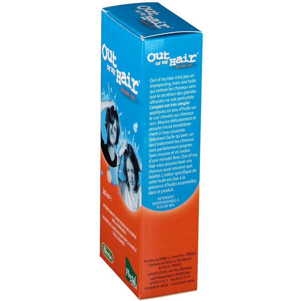 Smalle, blauwe en oranje productverpakking. Tekst in het Frans en Nederlands. Productnaam bovenaan.