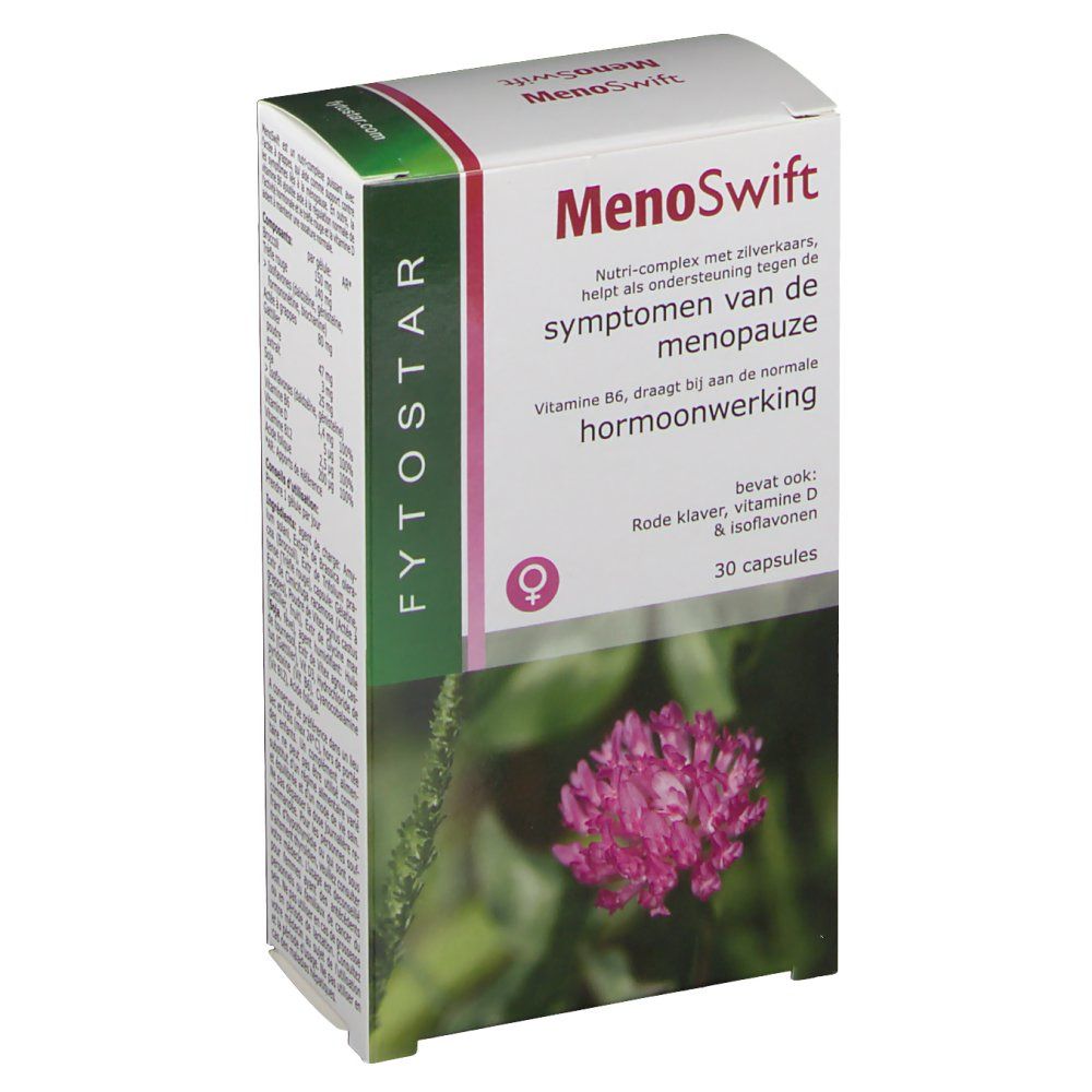 Produktverpackung mit Namen und Logo. Enthält 30 Kapseln. Kleeblume im Vordergrund.