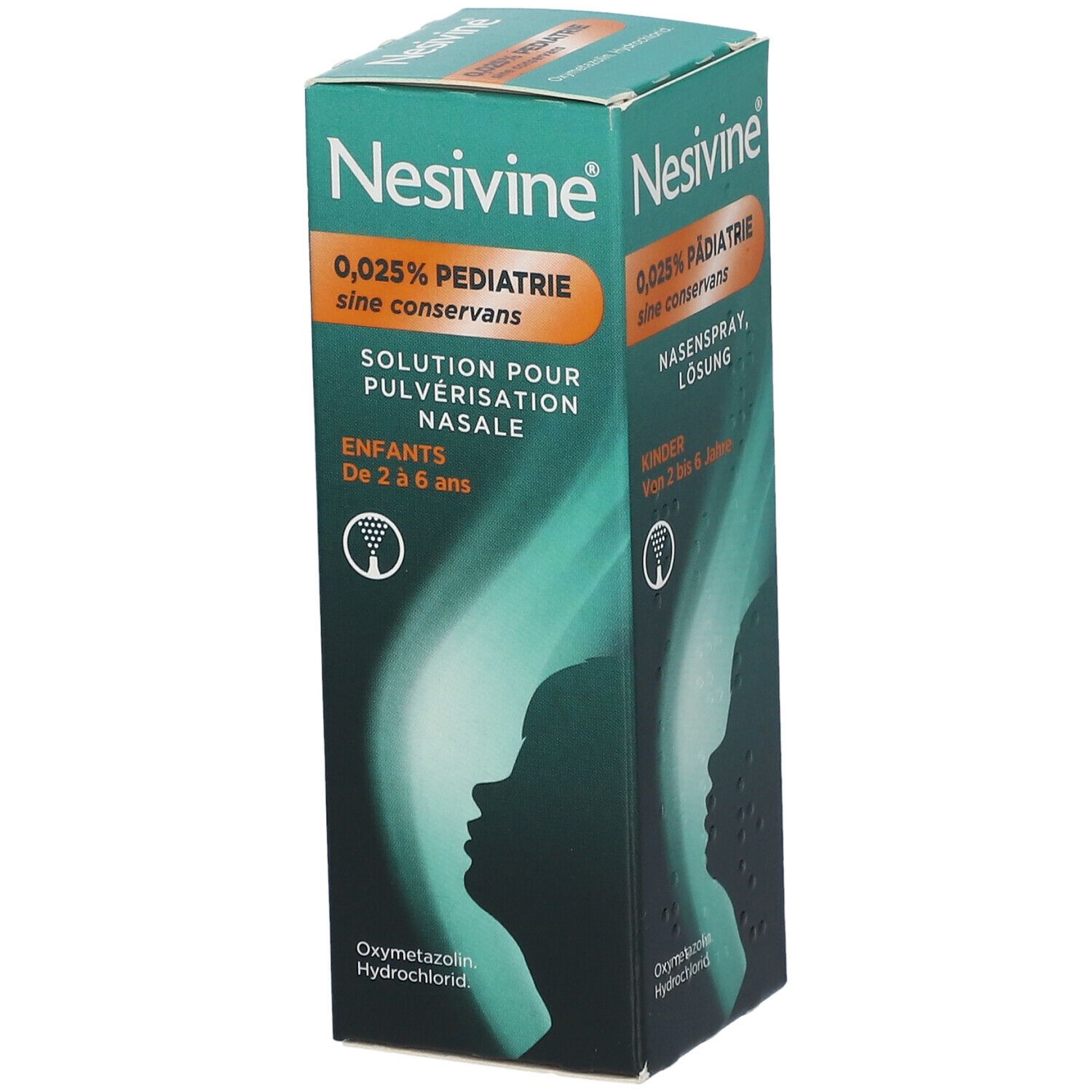 Nesivine 0,025% pediatrie neusspray zonder bewaarmiddelen. Voor kinderen van 2 tot 6 jaar. Oplossing voor neusverstuiving.