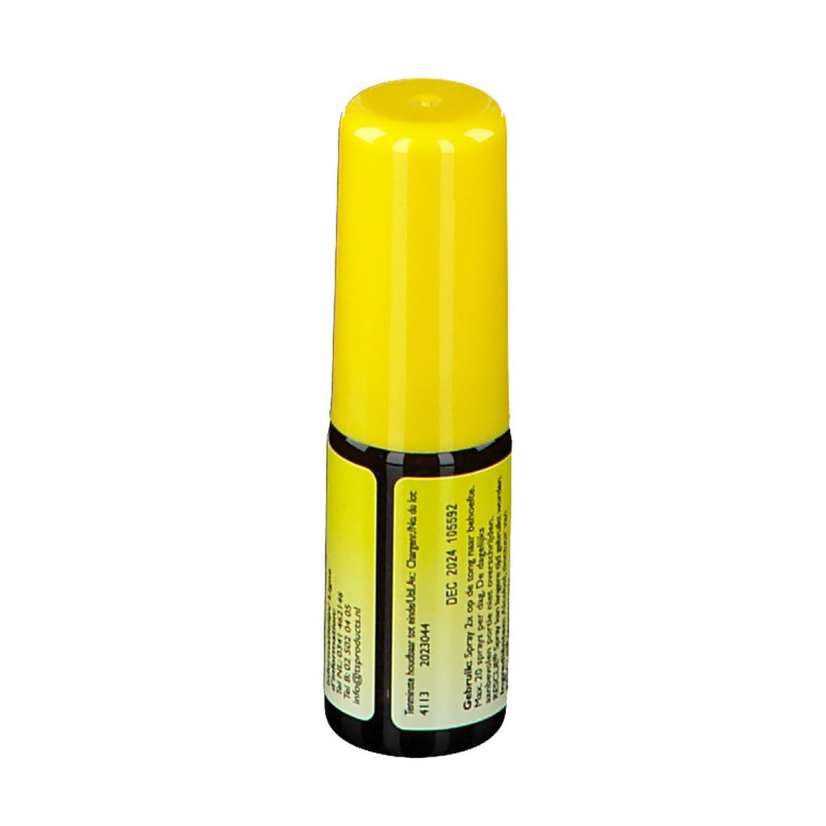 Gelbe Sprühflasche mit gelbem Deckel. Beschriftung: Bach Rescue Spray. Inhalt: 7ml.