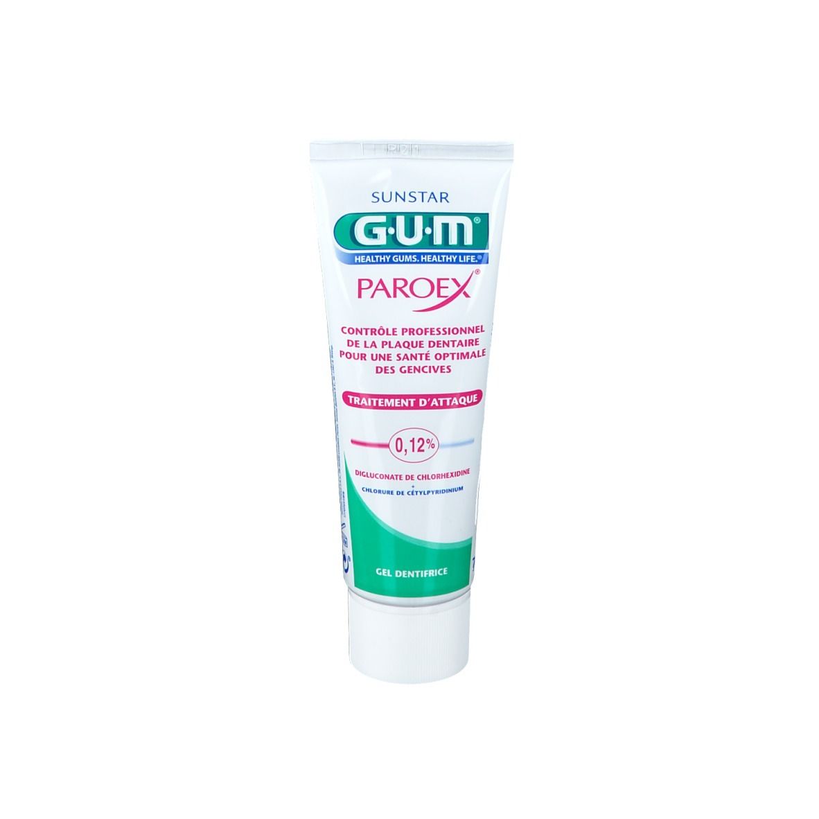GUM PAROEX Zahngel-Tube mit 0,12% Chlorhexidin.