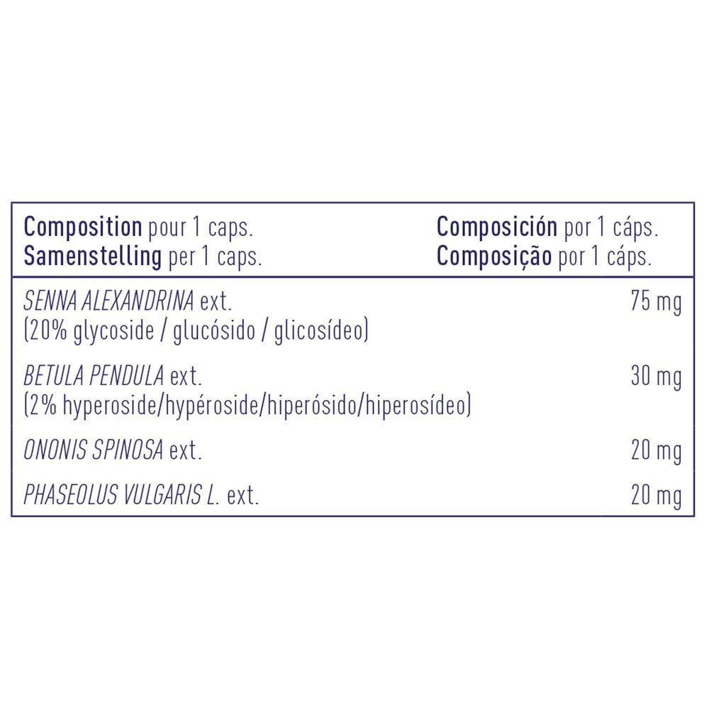 Ingrediënten. Lijst van ingrediënten per capsule in het Duits, Frans, Italiaans en Spaans.