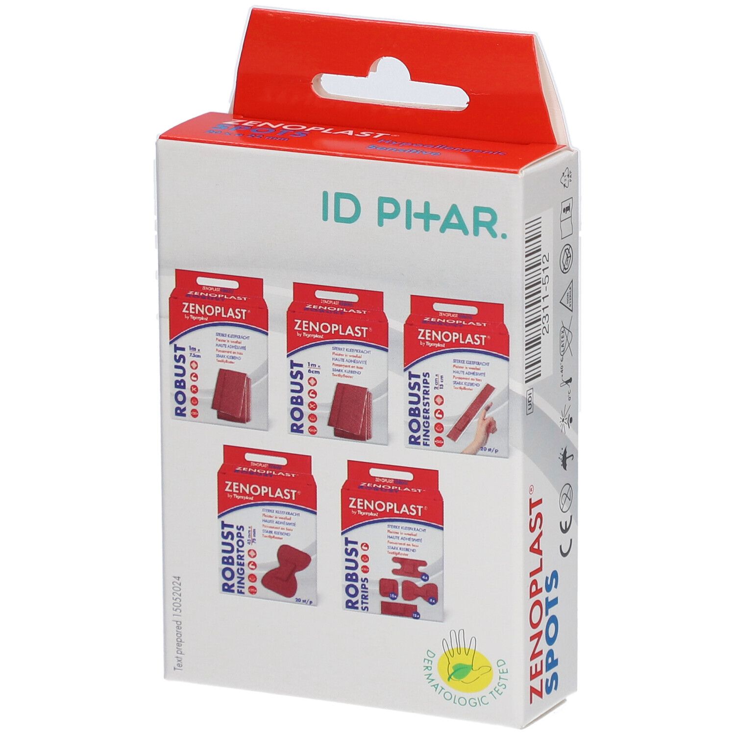 Verpakking pleisters ID PIHAR, ZENOPLAST. Verschillende vormen en maten.