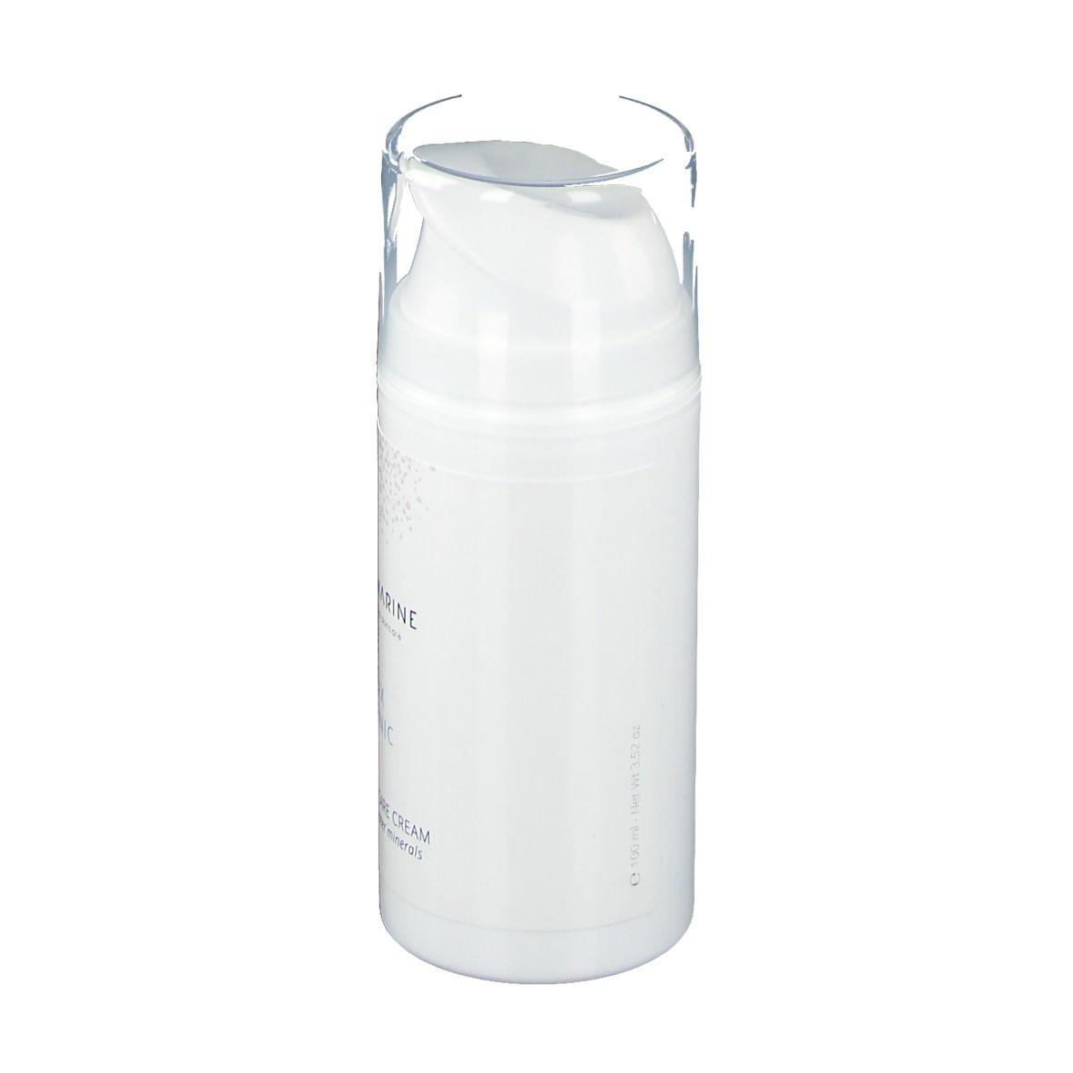 Flacon de crème Oceau Marine Relax Isotonic. Flacon blanc avec pompe.