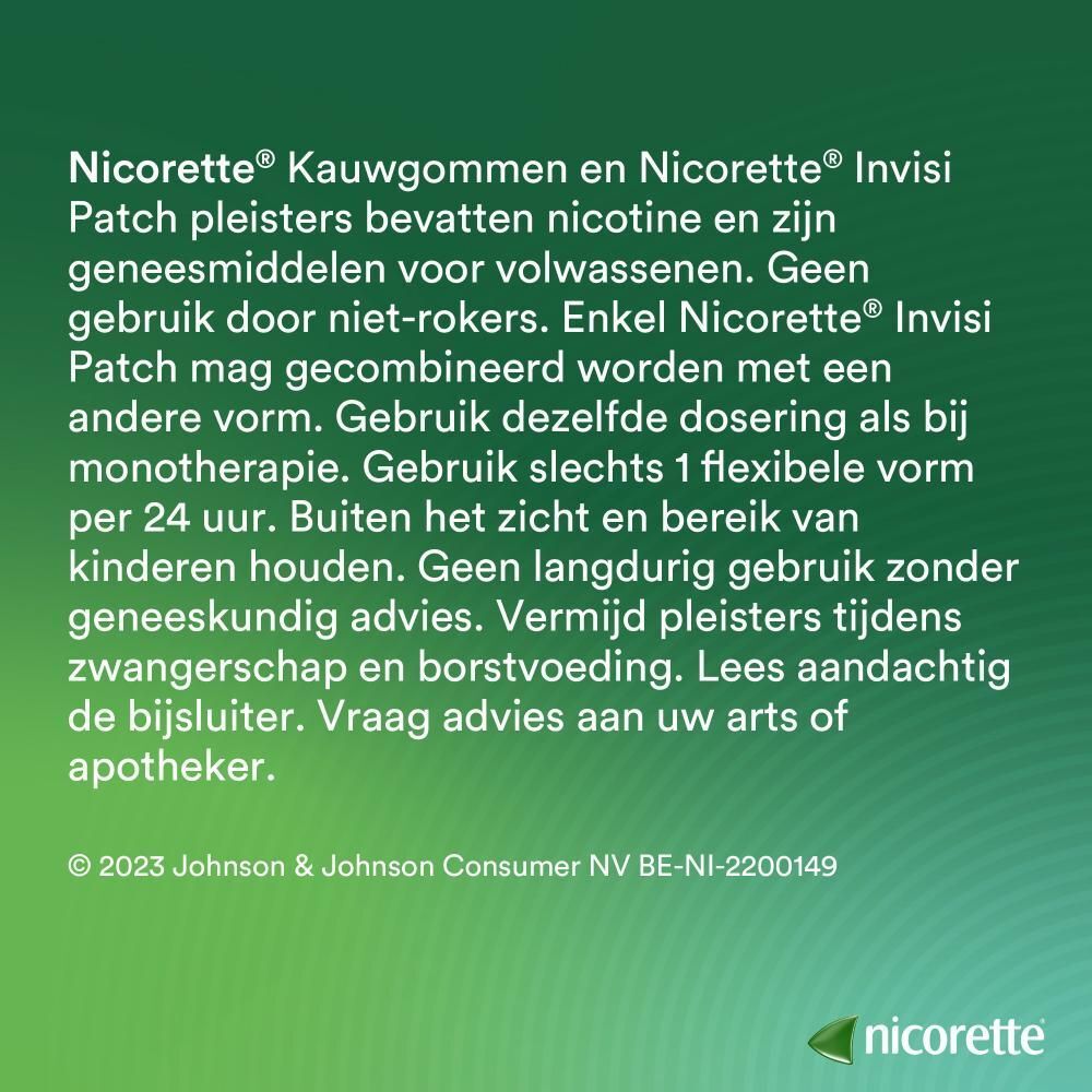 Doosje Nicorette Freshmint 2mg kauwgom. Groen, met wit vierkant kauwgum.