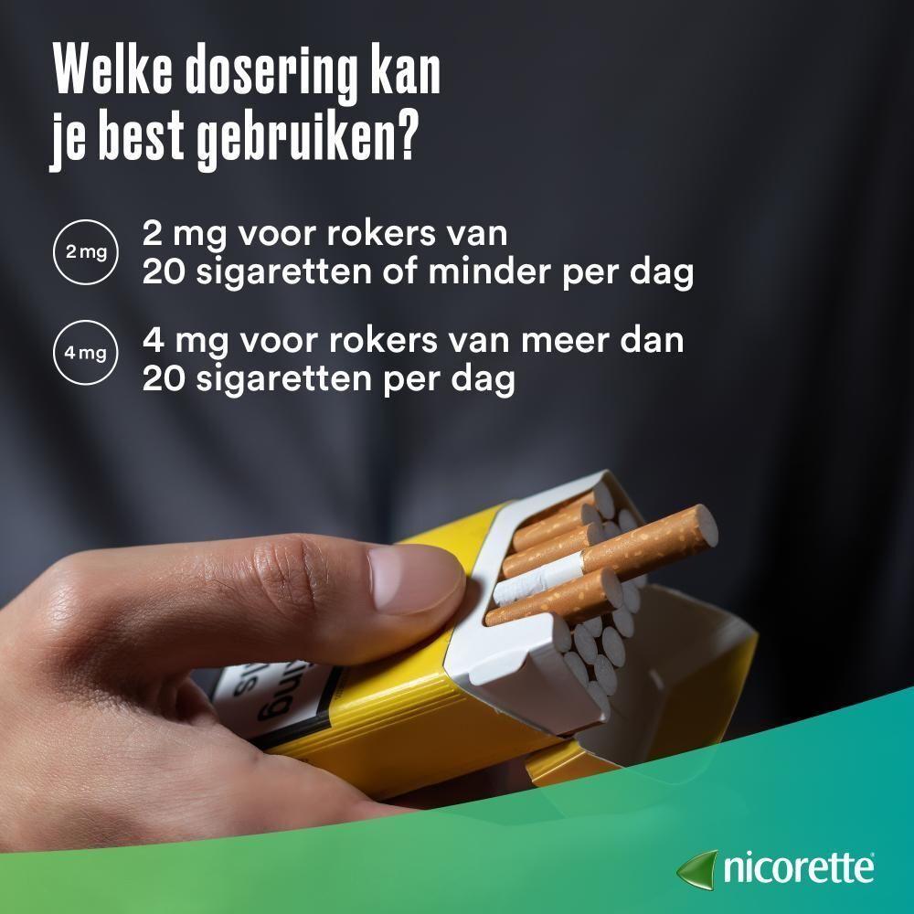 Hand met sigaretten. Nicorette logo.