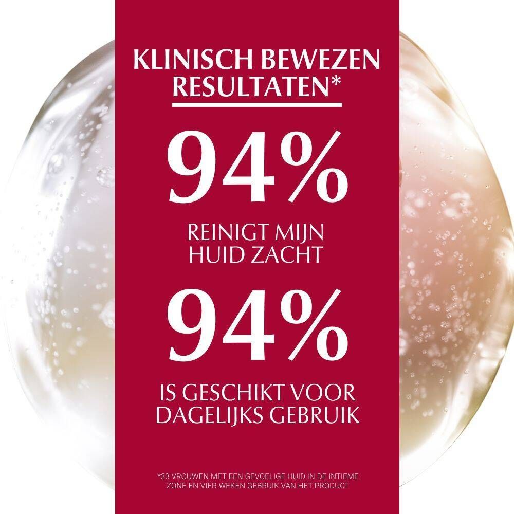 Tekst: Klinisch bewezen resultaten. 94% reinigt zacht, 94% voor dagelijks gebruik.