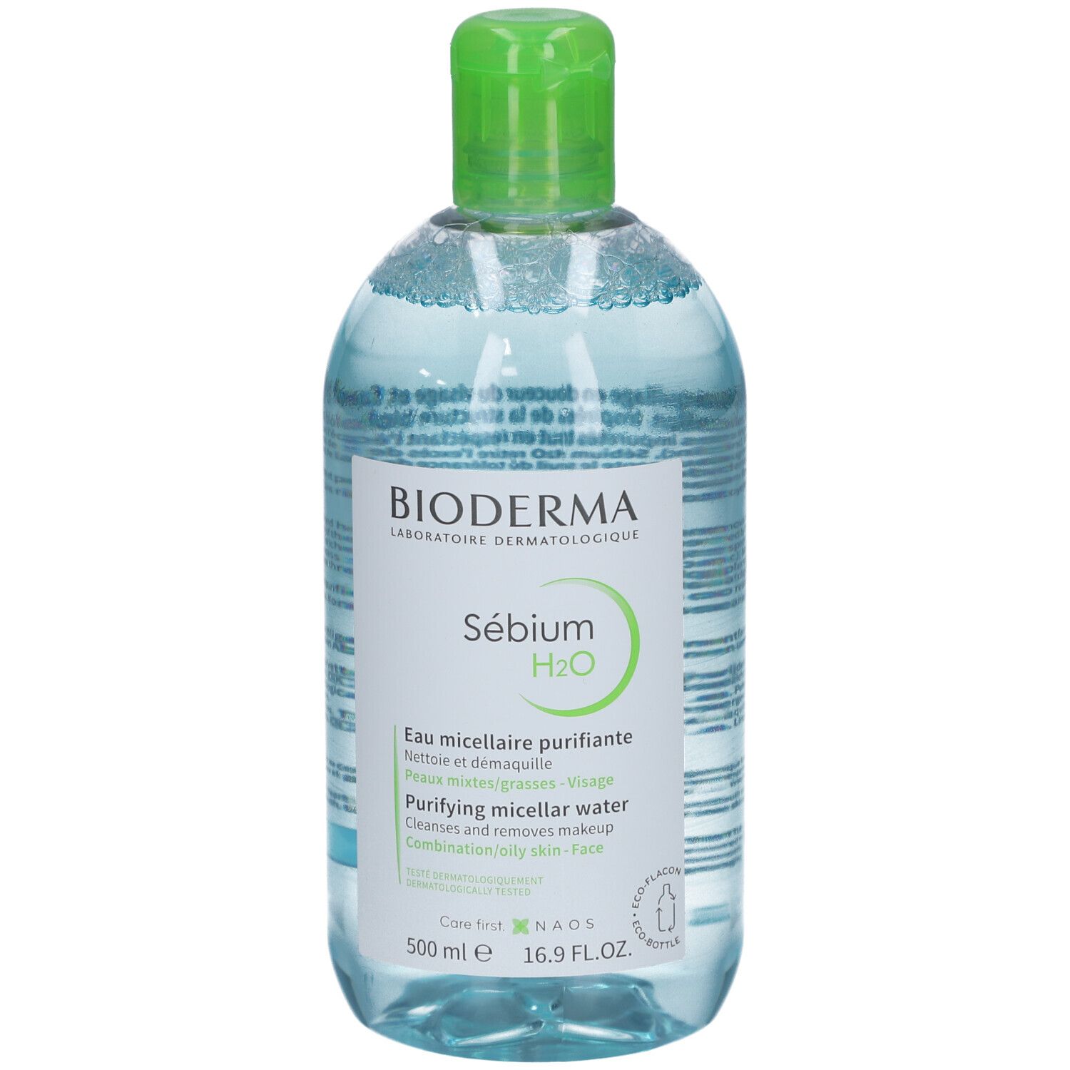 BIODERMA Sébium H2O Mizellenwasser für Mischhaut, 500 ml Flasche.
