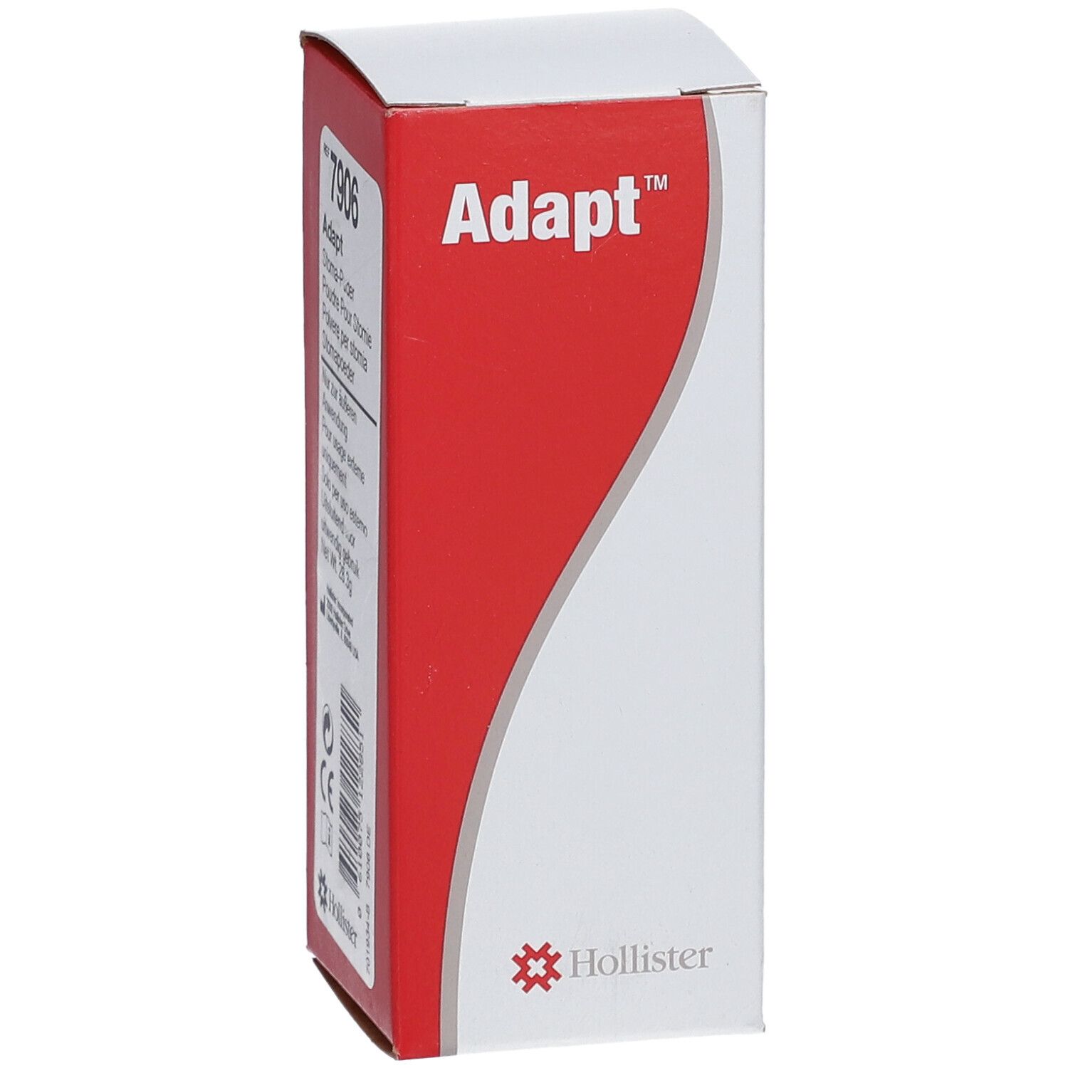 Witte doos met rode accenten. Opschrift "Adapt", productcode 7906 en "Hollister".