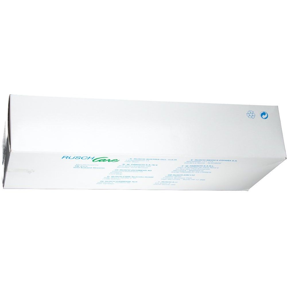 Verpackung mit Aufdruck 'RÜSCH Care' und mehrsprachigen Produktbezeichnungen.