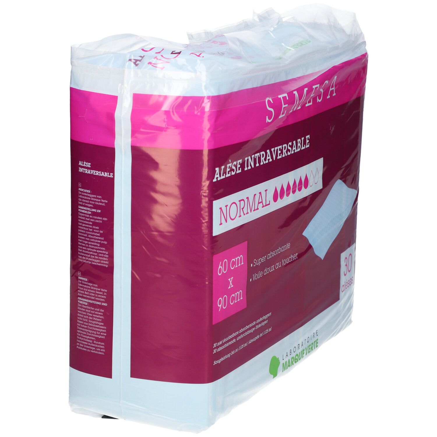 Marque Verte Semesa Alèse Absorbante Normal 60 cm x 90 cm 30 pc(s) Support view 2