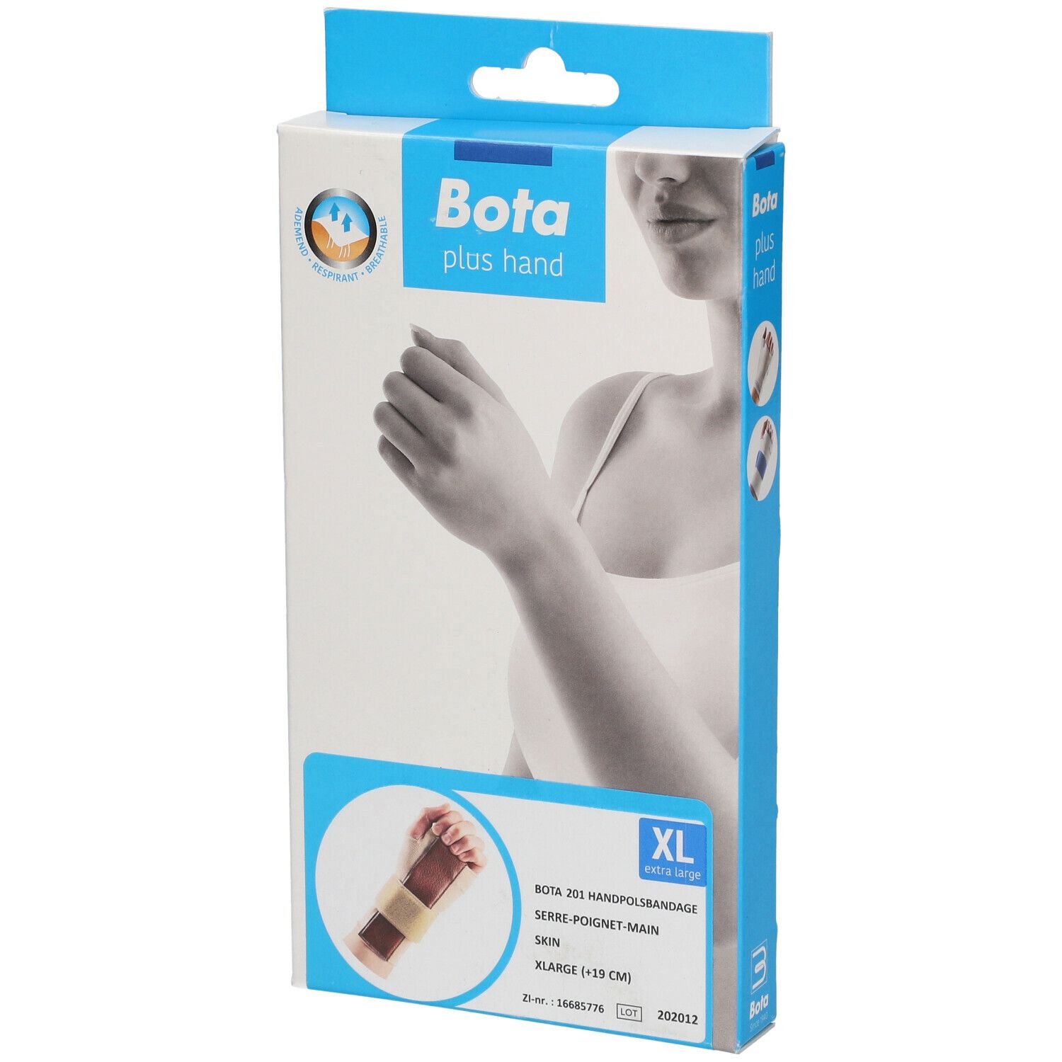 Emballage Bota Hand. Taille XL. Image d'une main avec bandage.