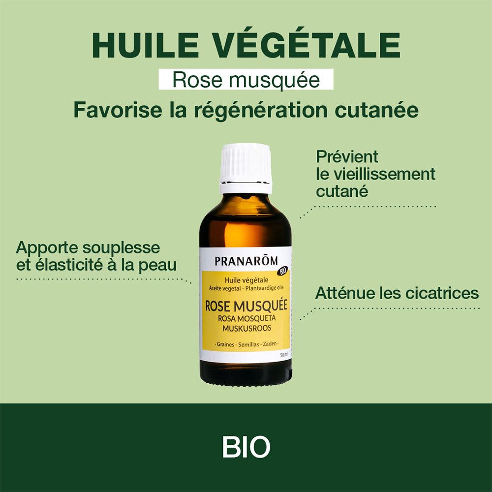 Pranarôm Rose Musquée Öl. Fördert die Hautregeneration. Bio-Zertifizierung.