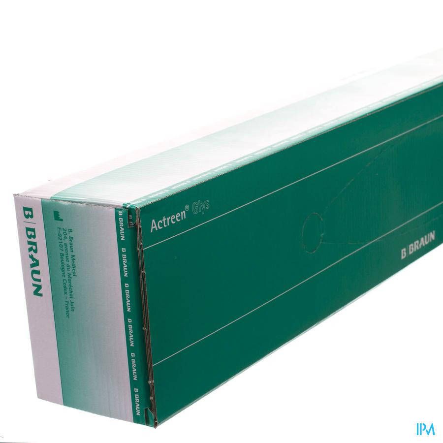 Emballage vert Actreen Glys et logo B. Braun. Couvercle partiellement transparent.