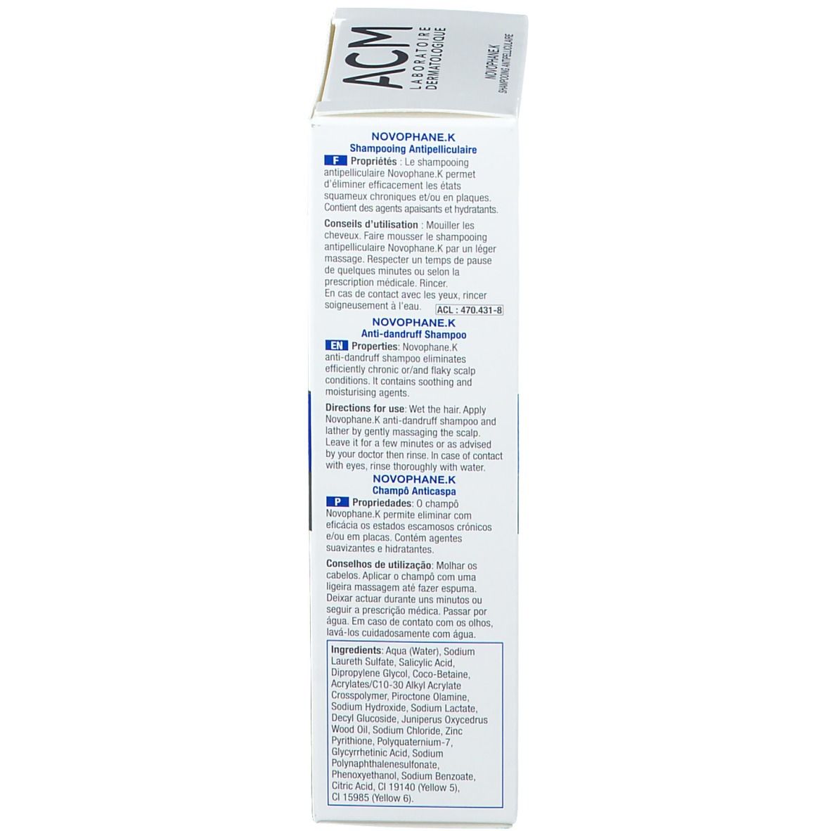 Schachtel mit Text in mehreren Sprachen. Enthält Produktinformationen und Anweisungen.