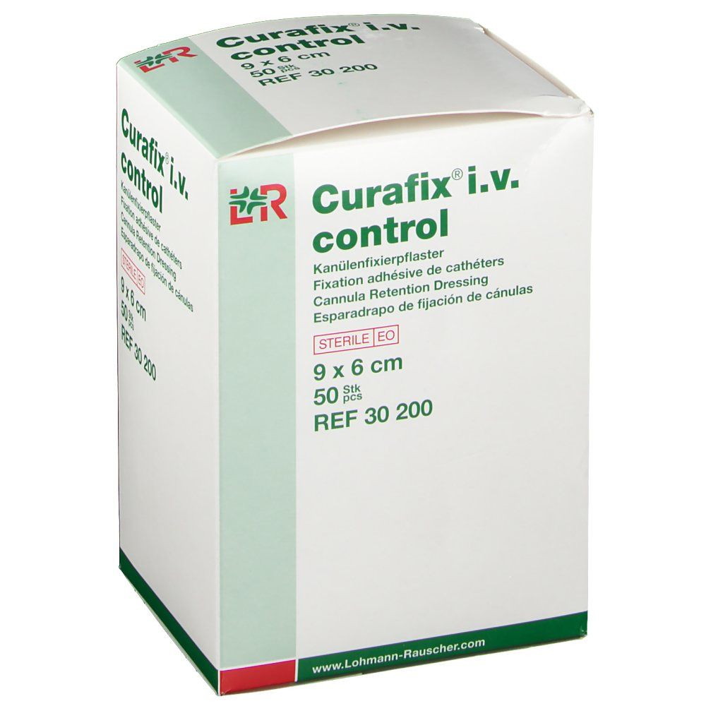 Karton Curafix i.v. control, 9 x 6 cm, 50 Stück. Kanülenfixierpflaster. Steril.