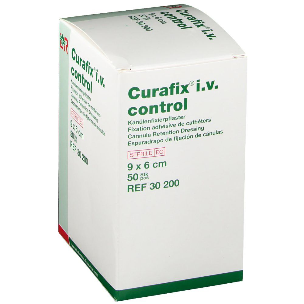 Karton Curafix i.v. control, 9 x 6 cm, 50 Stück. Kanülenfixierpflaster. Steril.