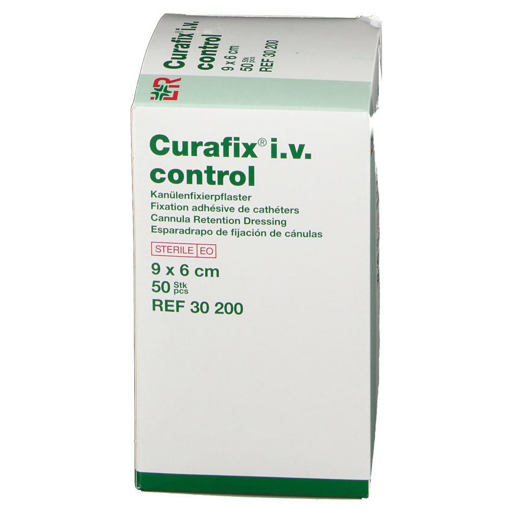 Karton Curafix i.v. control, 9 x 6 cm, 50 Stück. Kanülenfixierpflaster. Steril.
