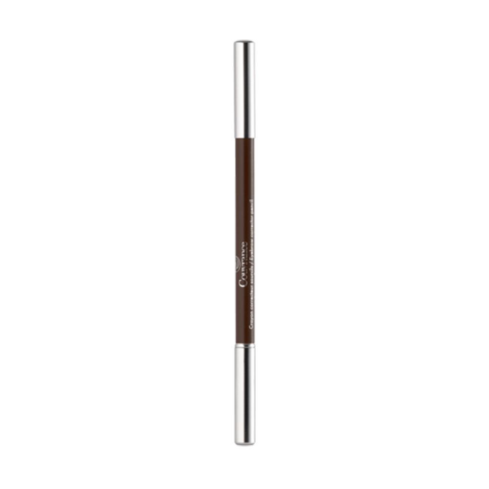Crayon correcteur brun pour sourcils, avec extrémités argentées. Marque Couvrance. Produit pour les yeux.
