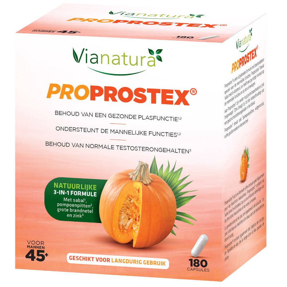 Boîte ViaNatura Proprostex. Inscription : Proprostex, citrouille, gélule, 180 unités.