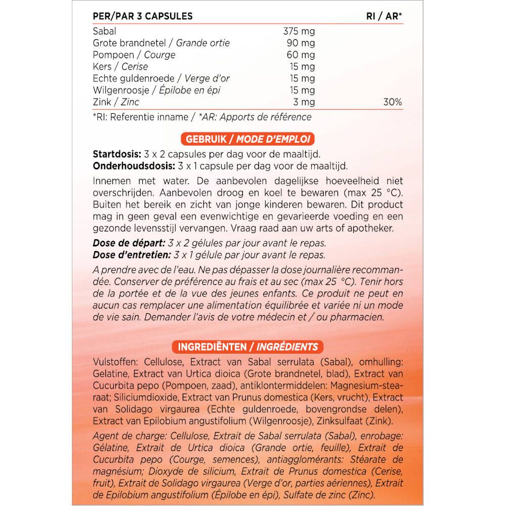 Texte sur fond blanc. Contient des informations sur Proprostex et ses ingrédients.