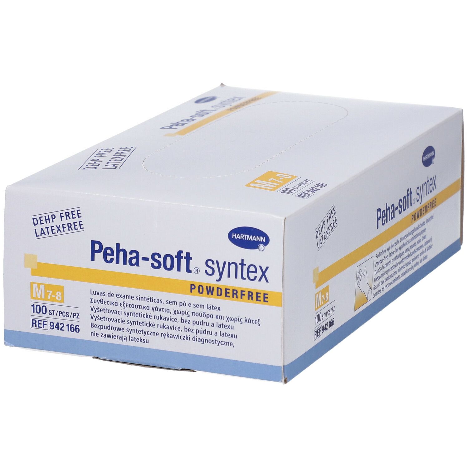 Boîte de gants Peha-soft syntex sans poudre. Taille M-7/8. Sans latex et DEHP.