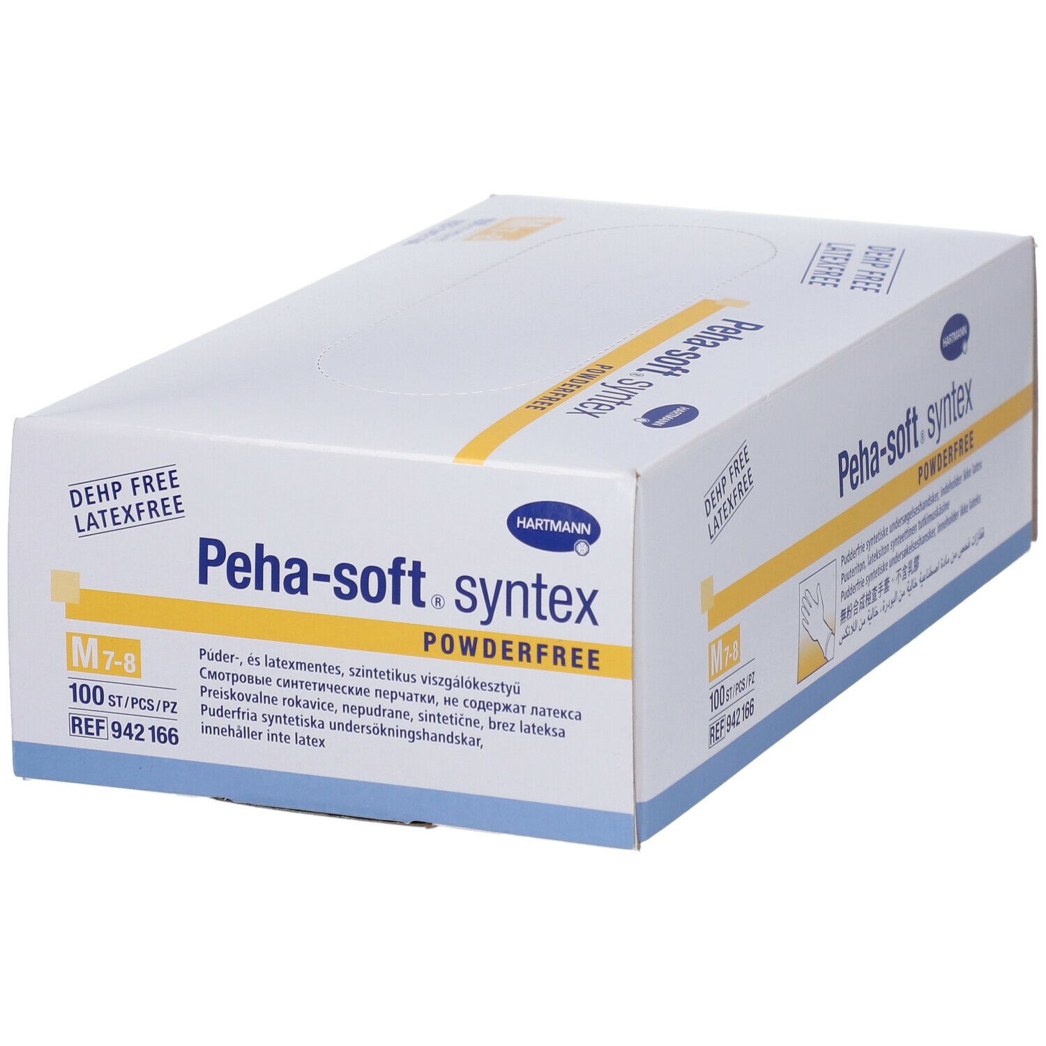 Boîte de gants Peha-soft syntex sans poudre. Taille M-7/8. Sans latex et DEHP.